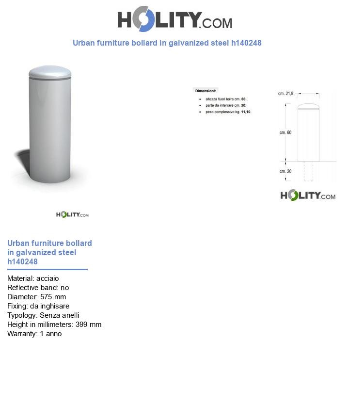 Urban furniture bollard in galvanized steel h140248
