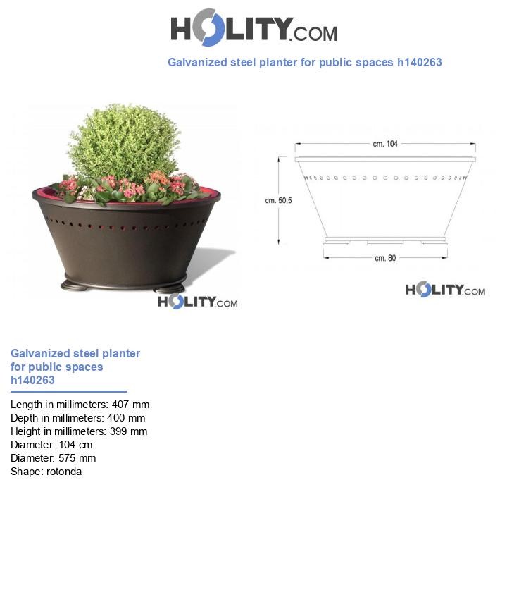 Galvanized steel planter for public spaces h140263