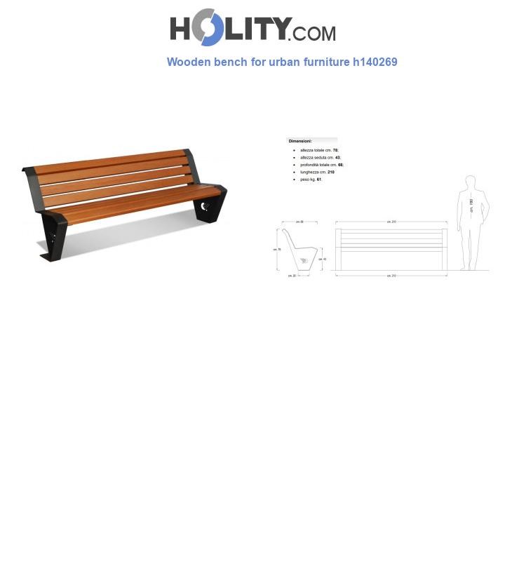 Wooden bench for urban furniture h140269