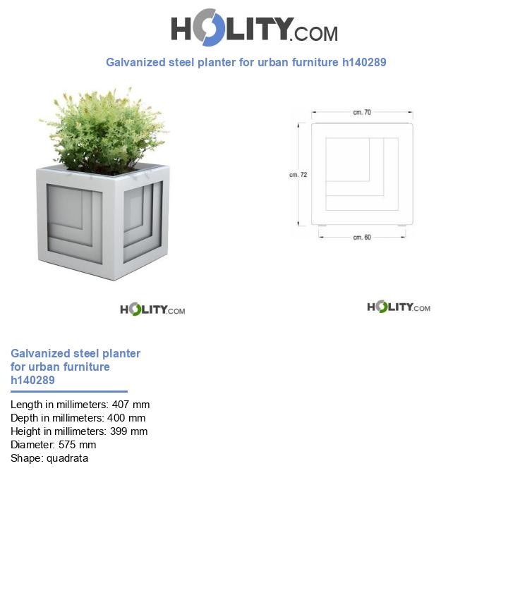 Galvanized steel planter for urban furniture h140289