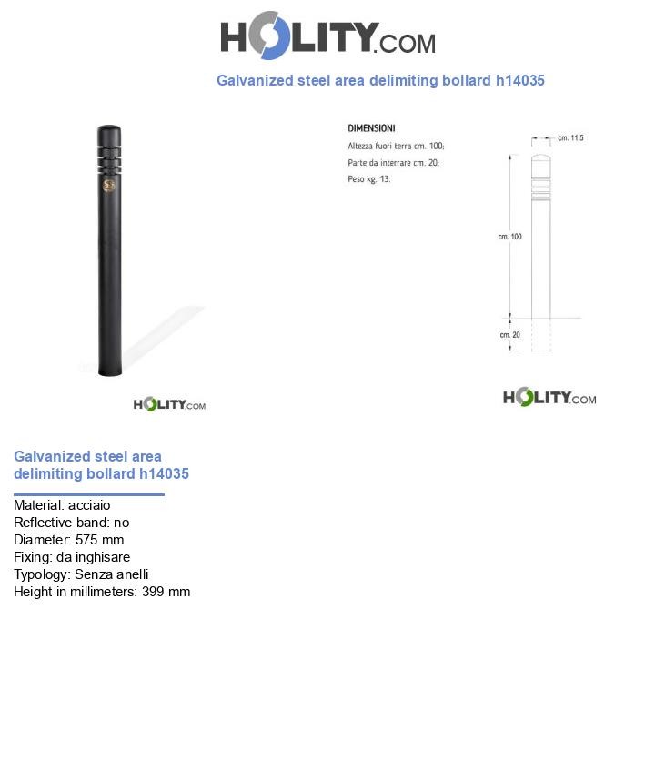 Galvanized steel area delimiting bollard h14035