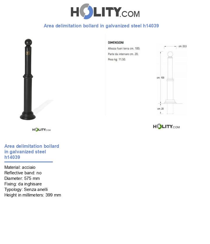 Area delimitation bollard in galvanized steel h14039