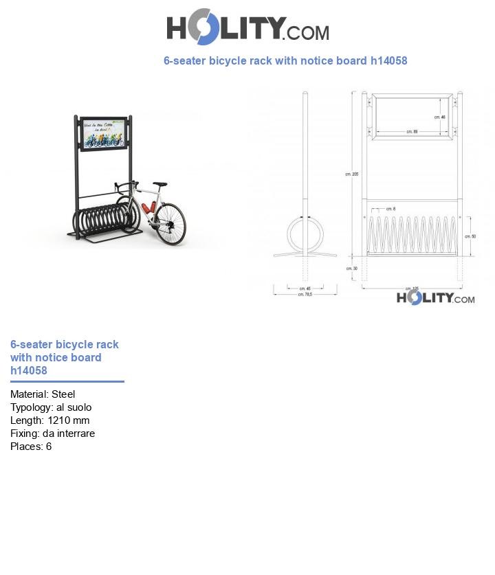 6-seater bicycle rack with notice board h14058