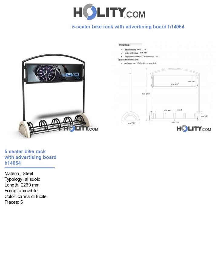 5-seater bike rack with advertising board h14064