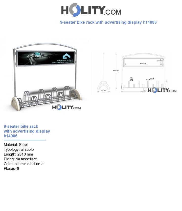 9-seater bike rack with advertising display h14086