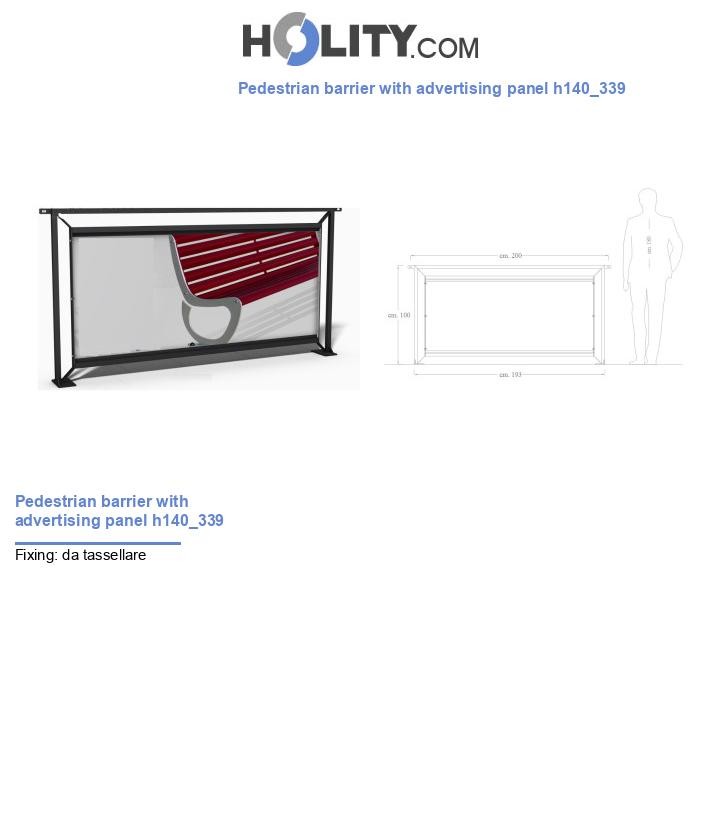 Pedestrian barrier with advertising panel h140_339