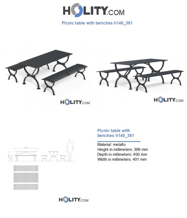 Picnic table with benches h140_361