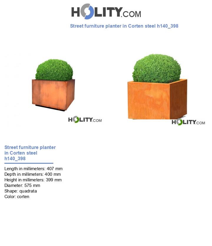 Street furniture planter in Corten steel h140_398