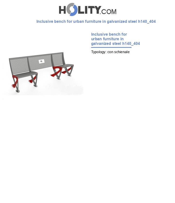 Inclusive bench for urban furniture in galvanized steel h140_404