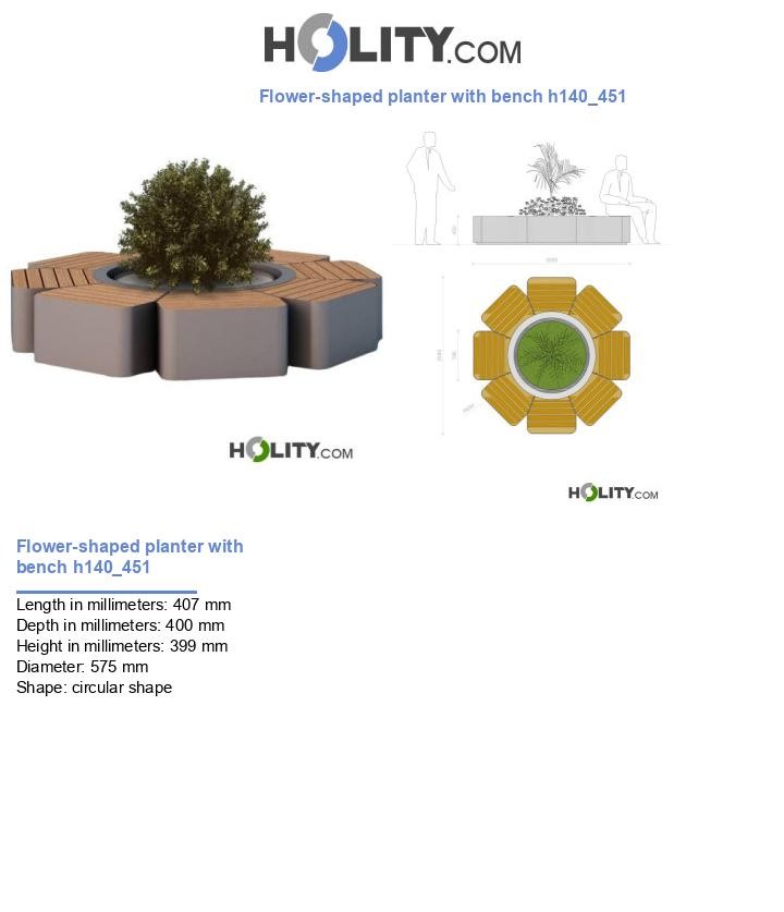 Flower-shaped planter with bench h140_451