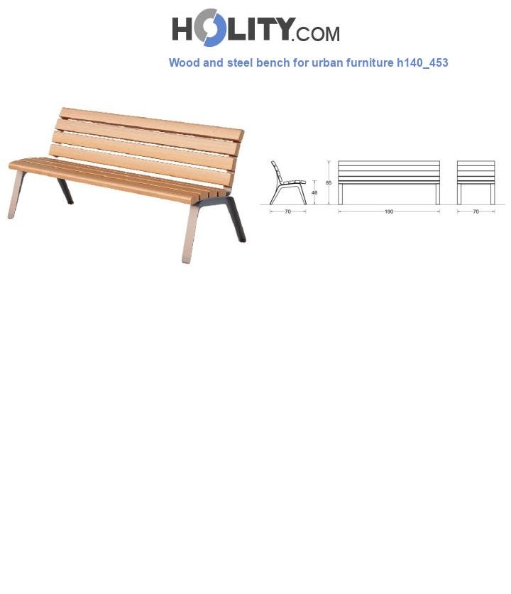 Wood and steel bench for urban furniture h140_453