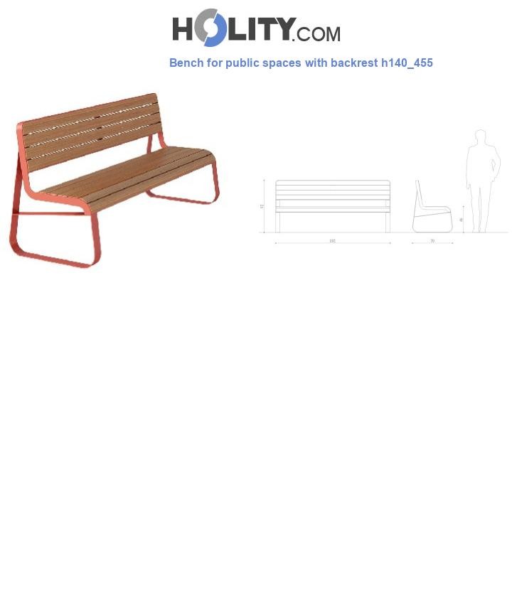 Bench for public spaces with backrest h140_455