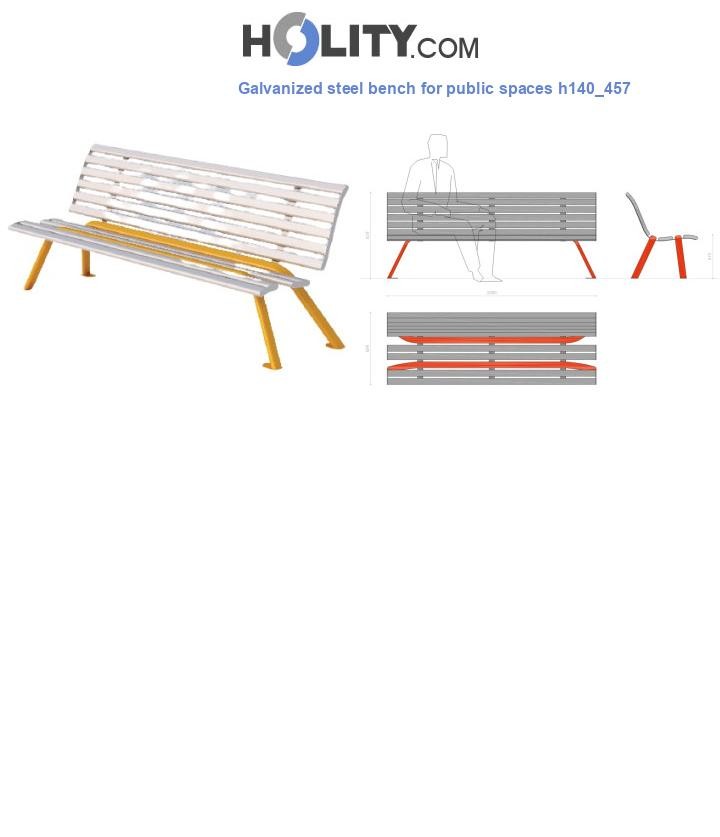 Galvanized steel bench for public spaces h140_457