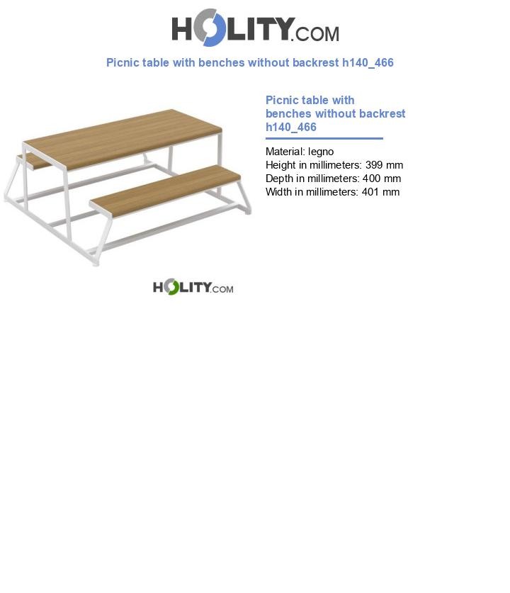 Picnic table with benches without backrest h140_466