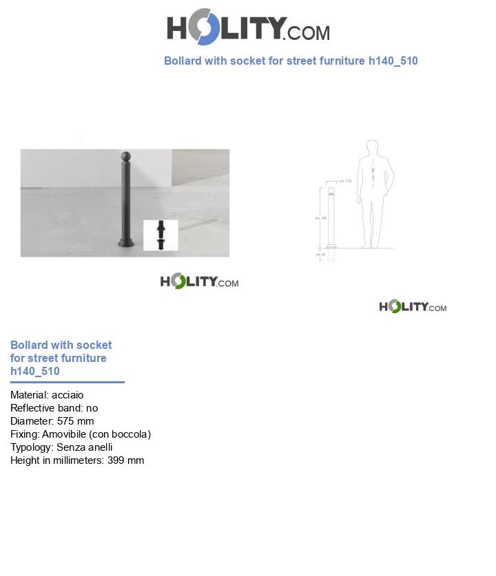 Bollard with socket for street furniture h140_510