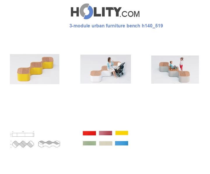 3-module urban furniture bench h140_519