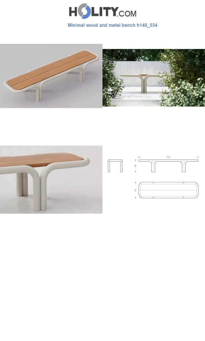 Minimal wood and metal bench h140_534