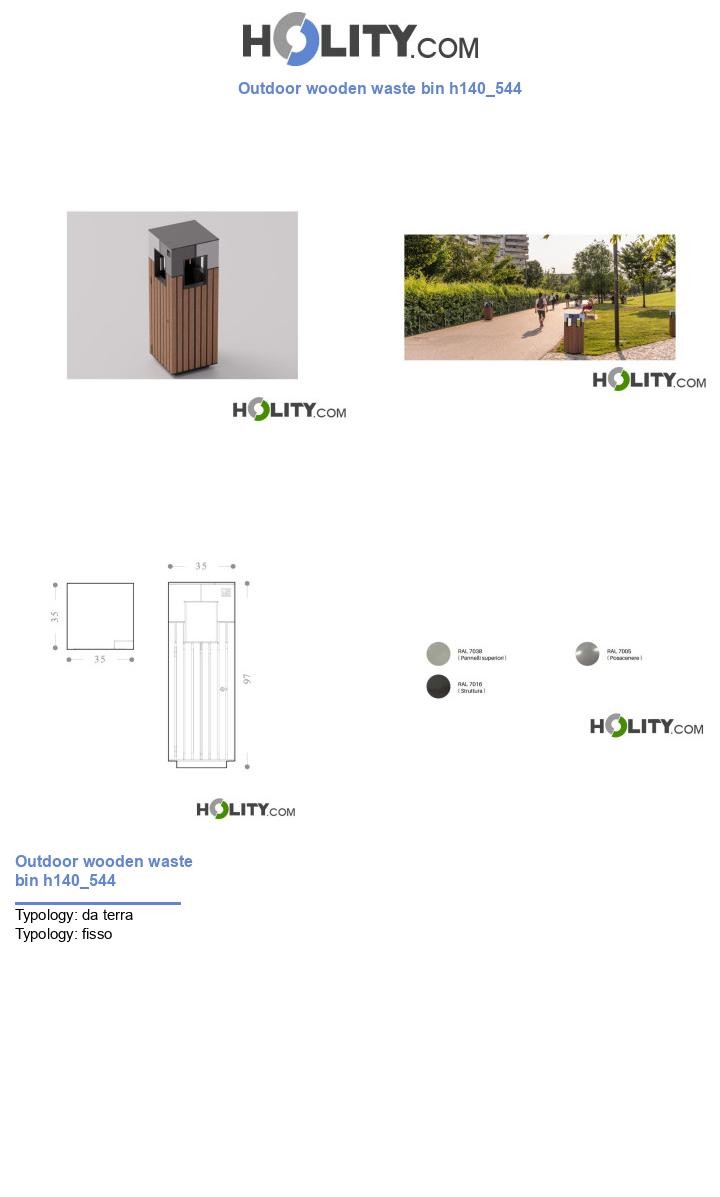 Outdoor wooden waste bin h140_544