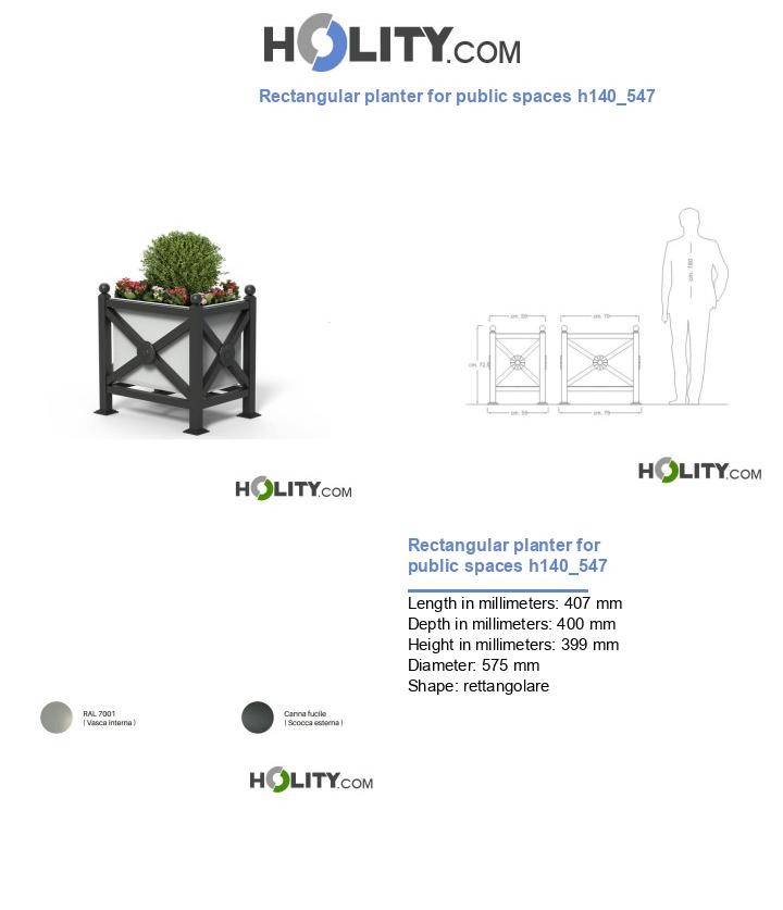 Rectangular planter for public spaces h140_547