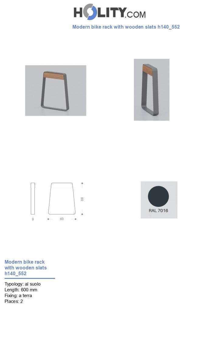 Modern bike rack with wooden slats h140_552