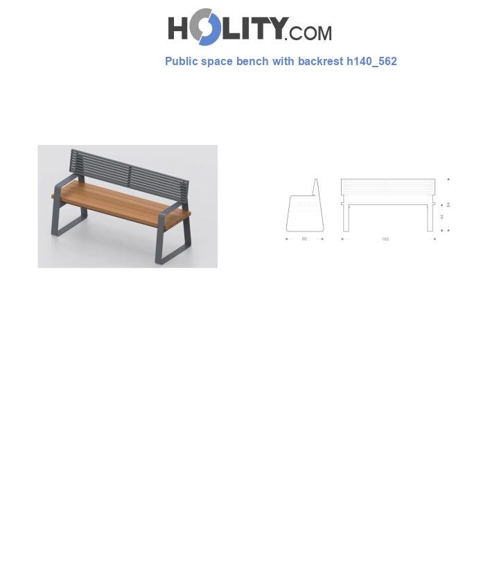 Public space bench with backrest h140_562