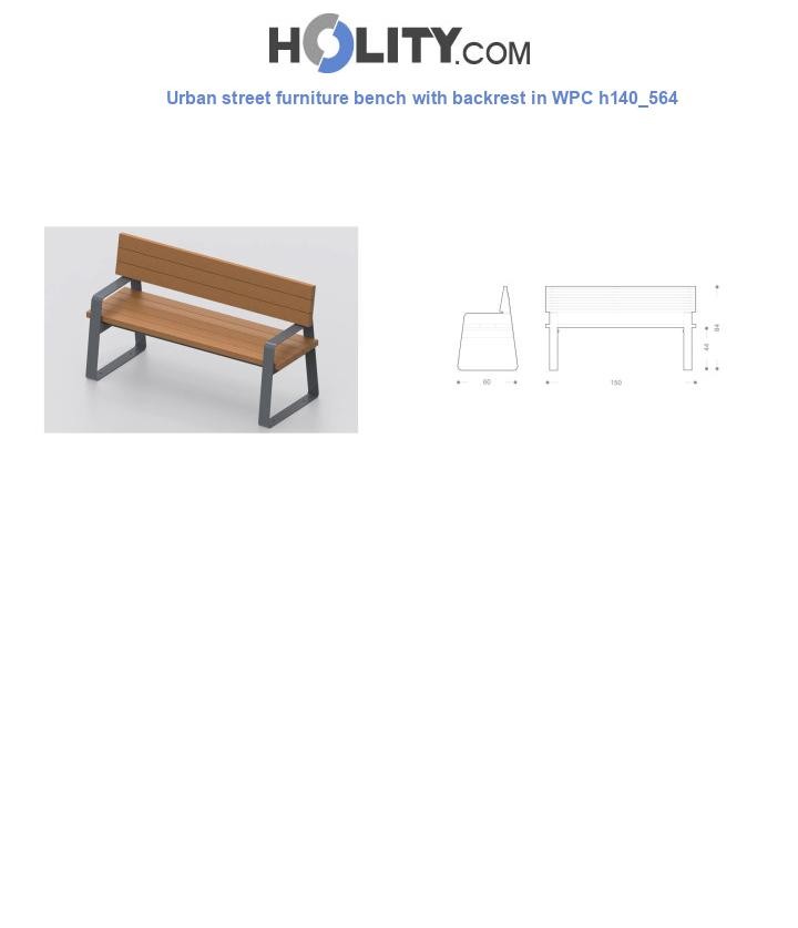 Urban street furniture bench with backrest in WPC h140_564