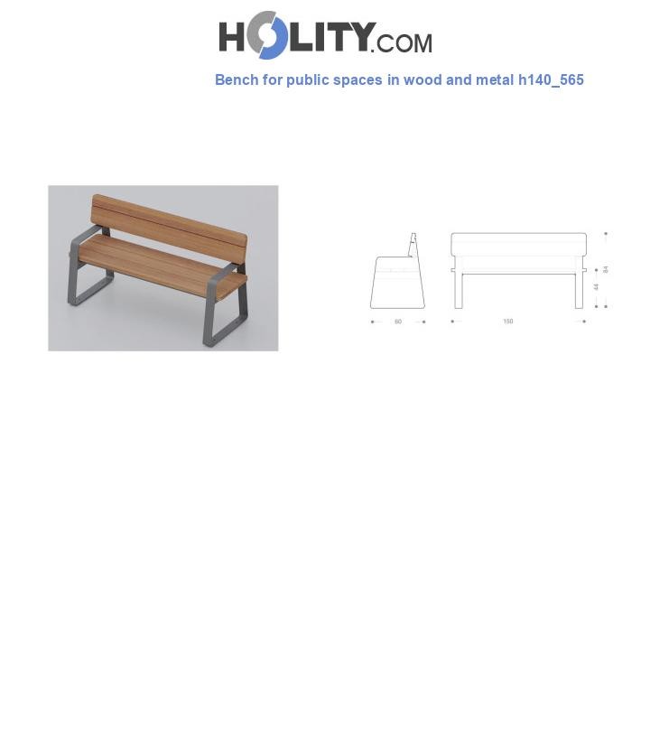 Bench for public spaces in wood and metal h140_565