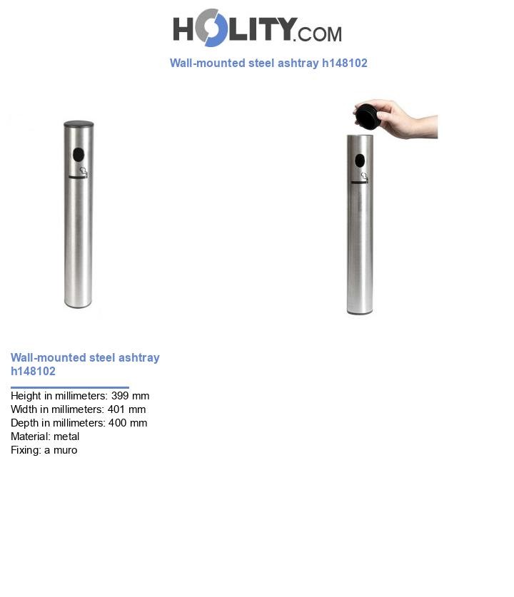 Wall-mounted steel ashtray h148102