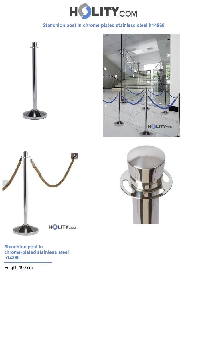 Stanchion post in chrome-plated stainless steel h14869
