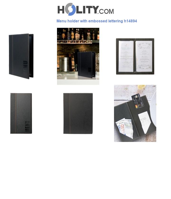 Menu holder with embossed lettering h14894