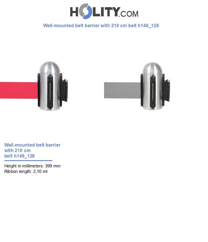 Wall-mounted belt barrier with 210 cm belt h148_128