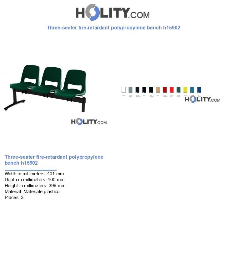 Three-seater fire-retardant polypropylene bench h15902