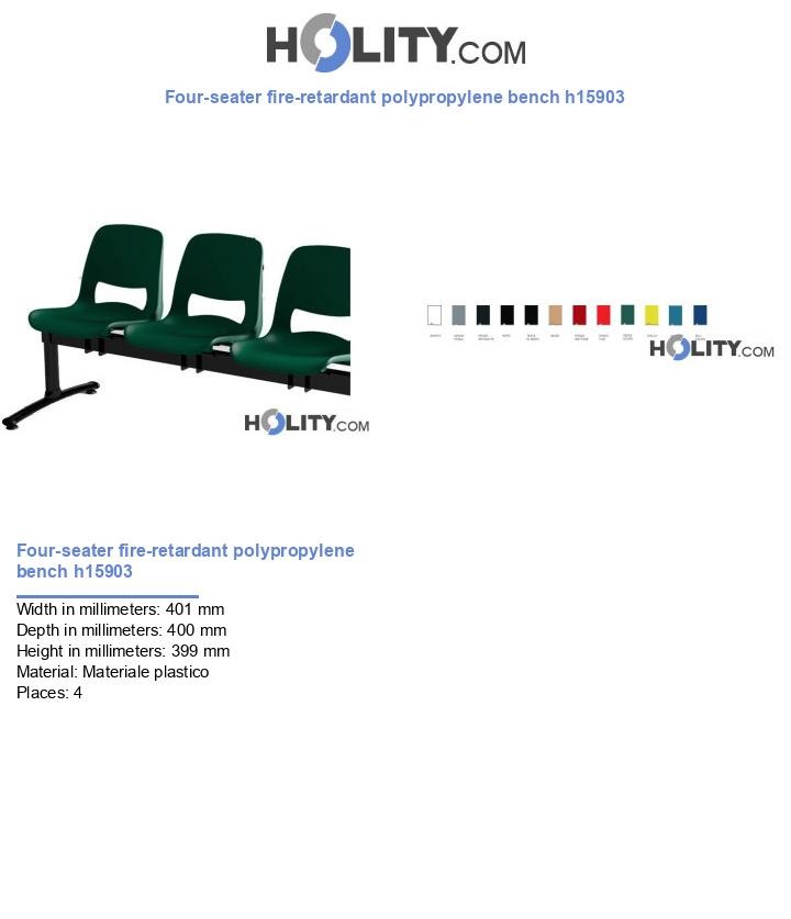 Four-seater fire-retardant polypropylene bench h15903