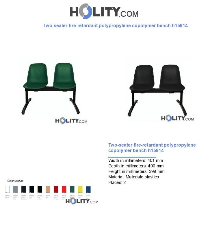 Two-seater fire-retardant polypropylene copolymer bench h15914