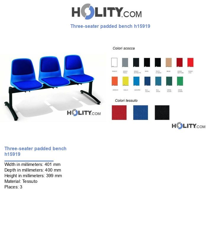 Three-seater padded bench h15919