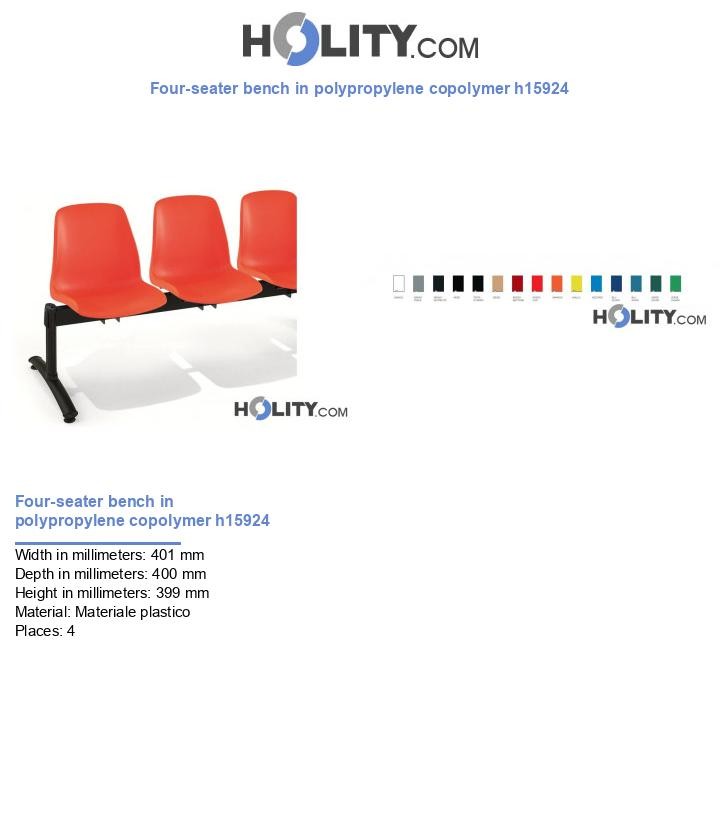 Four-seater bench in polypropylene copolymer h15924