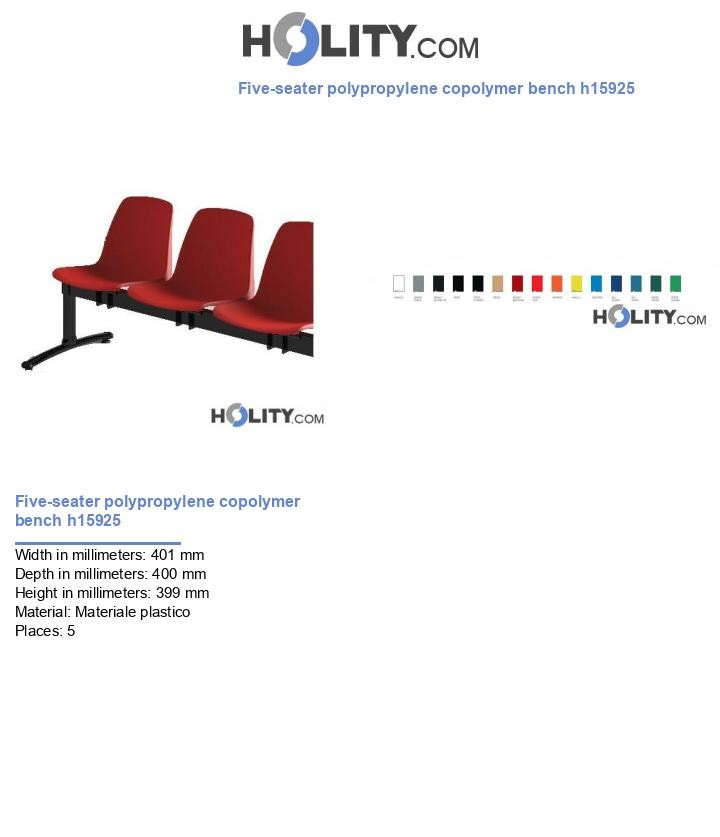Five-seater polypropylene copolymer bench h15925