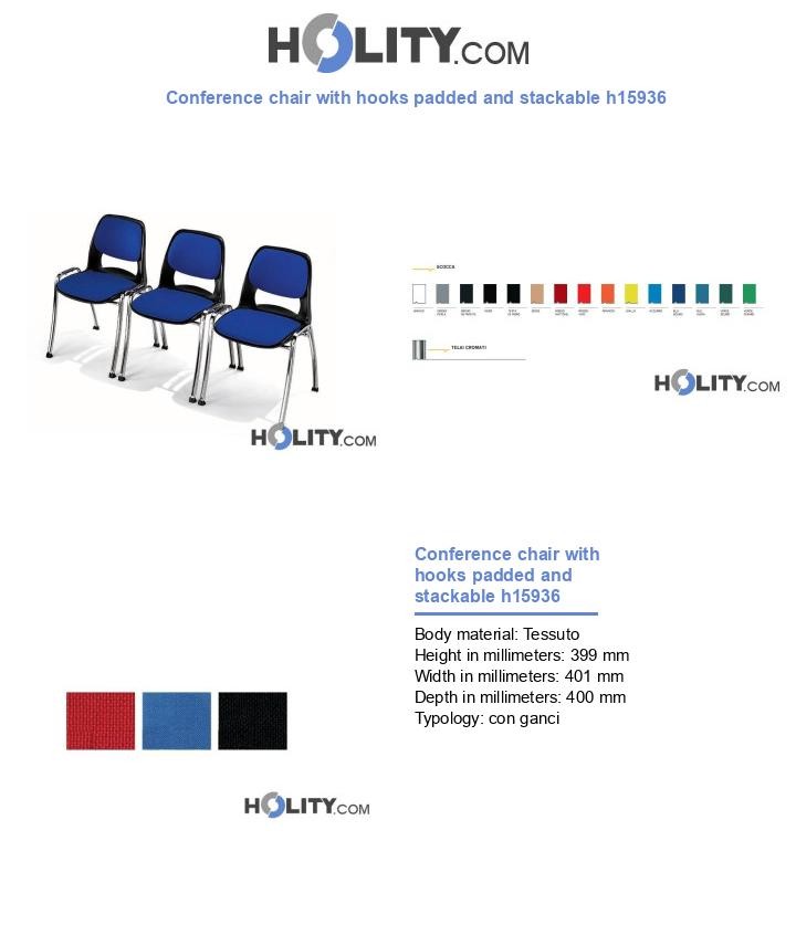 Conference chair with hooks padded and stackable h15936