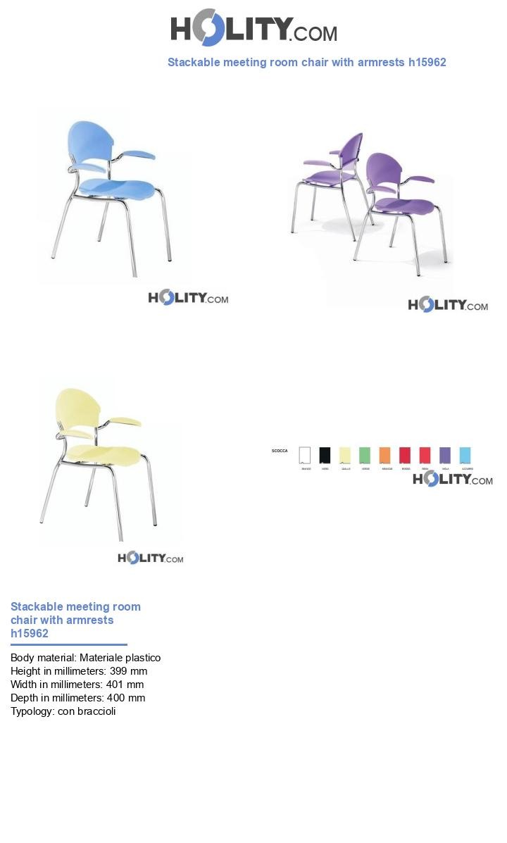 Stackable meeting room chair with armrests h15962