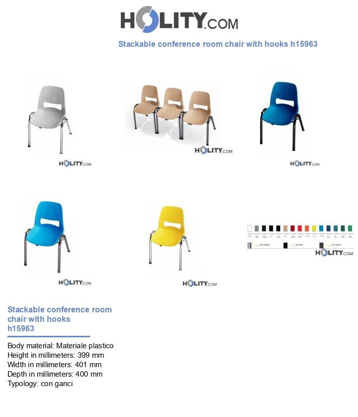 Stackable conference room chair with hooks h15963