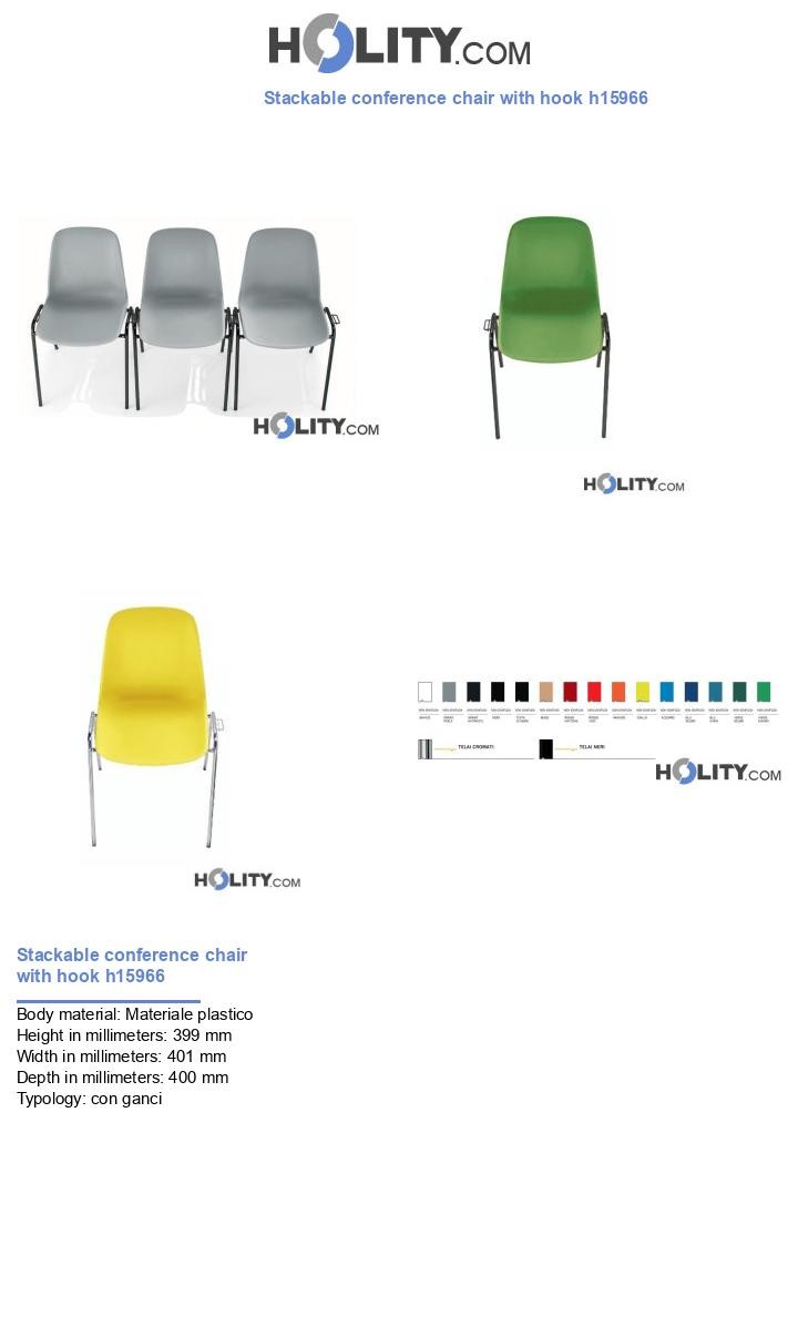 Stackable conference chair with hook h15966