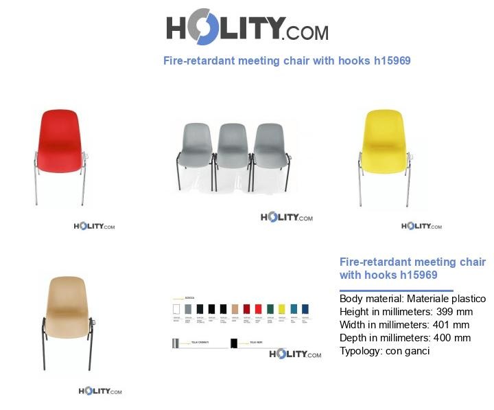 Fire-retardant meeting chair with hooks h15969