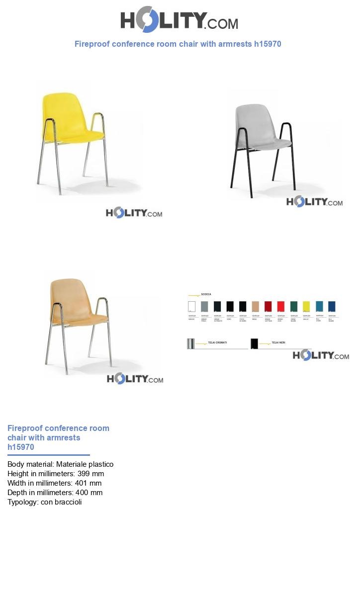 Fireproof conference room chair with armrests h15970
