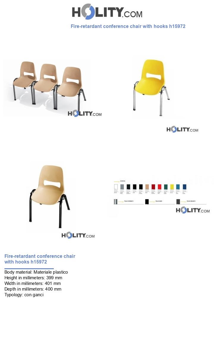 Fire-retardant conference chair with hooks h15972