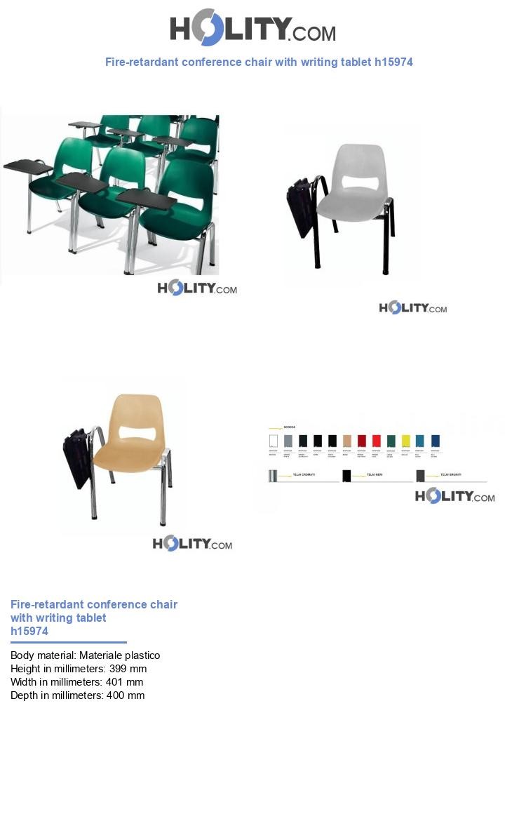 Fire-retardant conference chair with writing tablet h15974