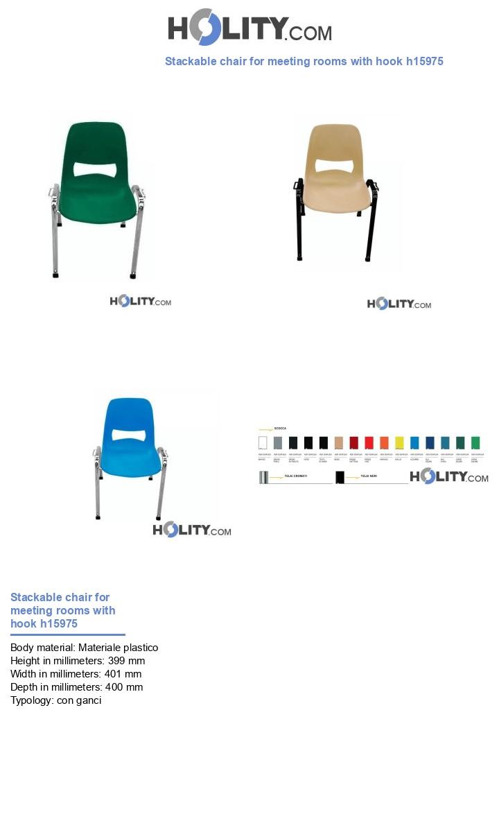 Stackable chair for meeting rooms with hook h15975