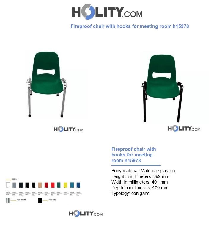 Fireproof chair with hooks for meeting room h15978