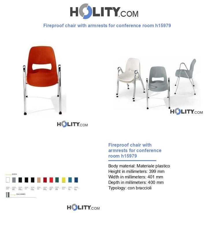 Fireproof chair with armrests for conference room h15979