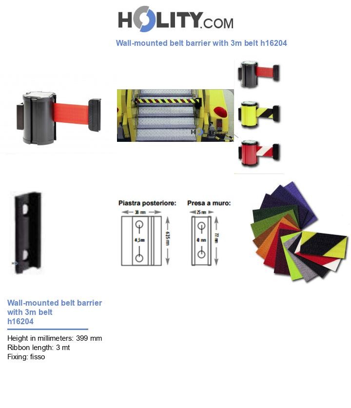 Wall-mounted belt barrier with 3m belt h16204