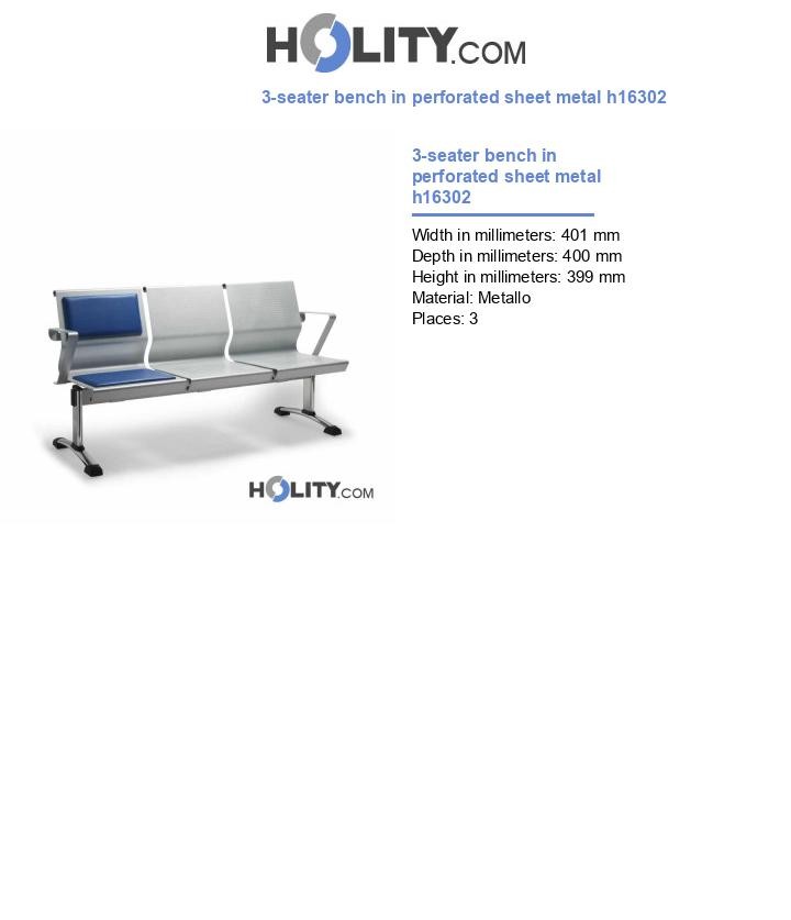 3-seater bench in perforated sheet metal h16302